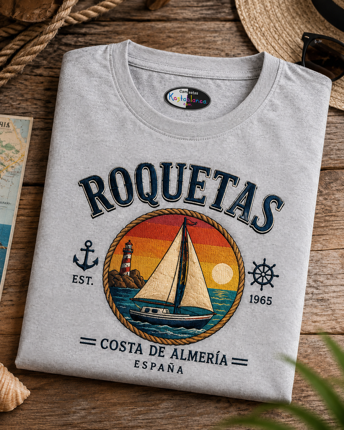 Mockup camiseta souvenir Roquetas de Mar